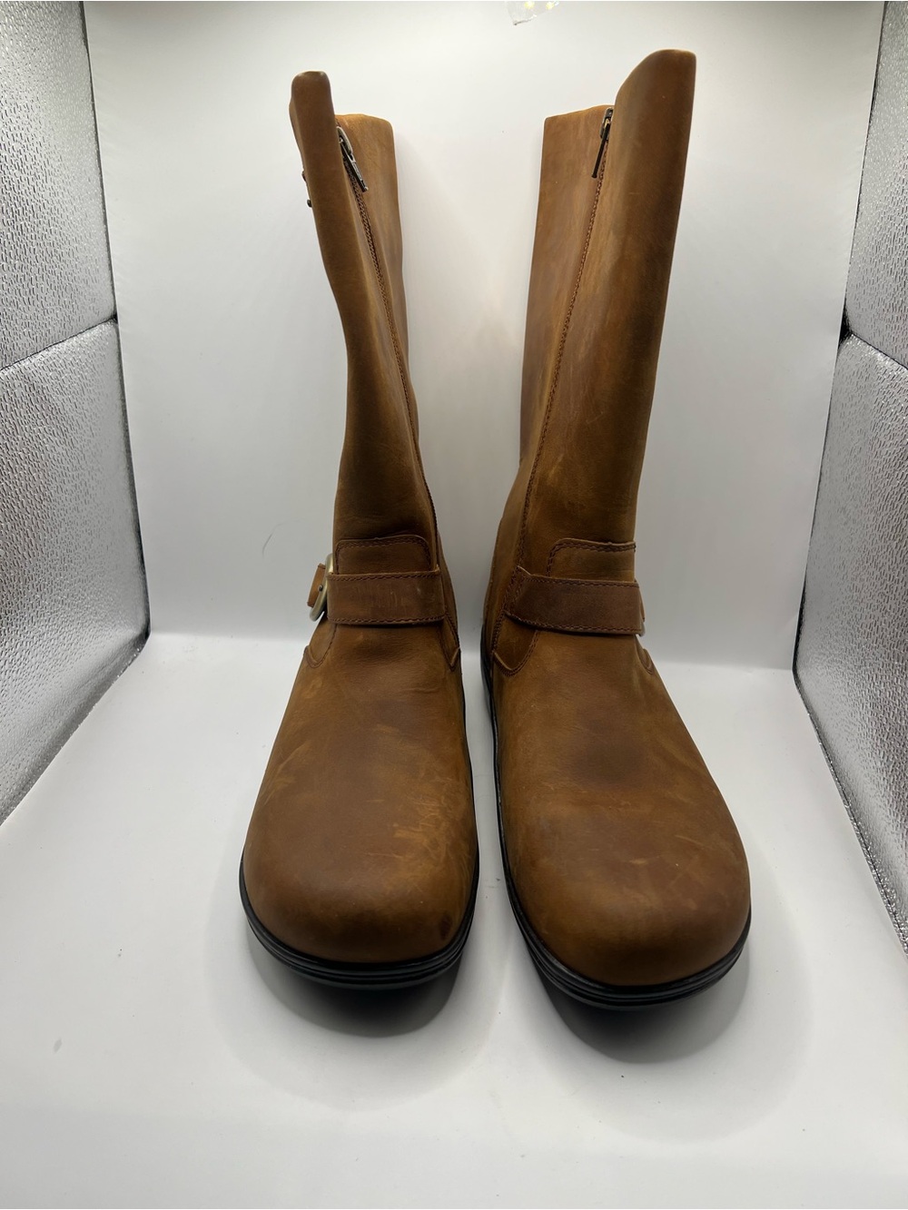 Alegria Tan Brown Mid-Calf Buckle Boots - Picture 9 of 11